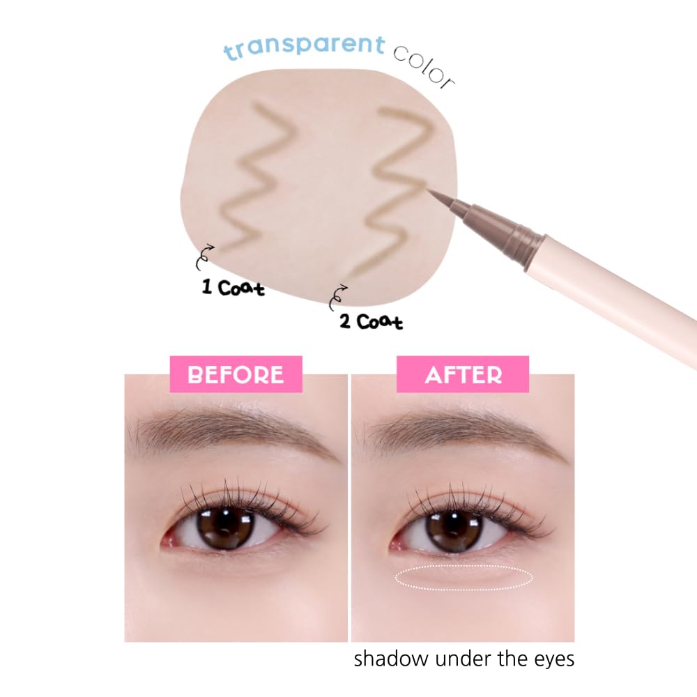 BBIA Last Contour Pen Eyeliner – Under Eye Shadow Liquid Pen Eye Liner Perfectly Outlined Eyes Real Skin Finish Natural Shade Transparent Shading Eyeliner with Precise Fine Brush Korean Eye Makeup