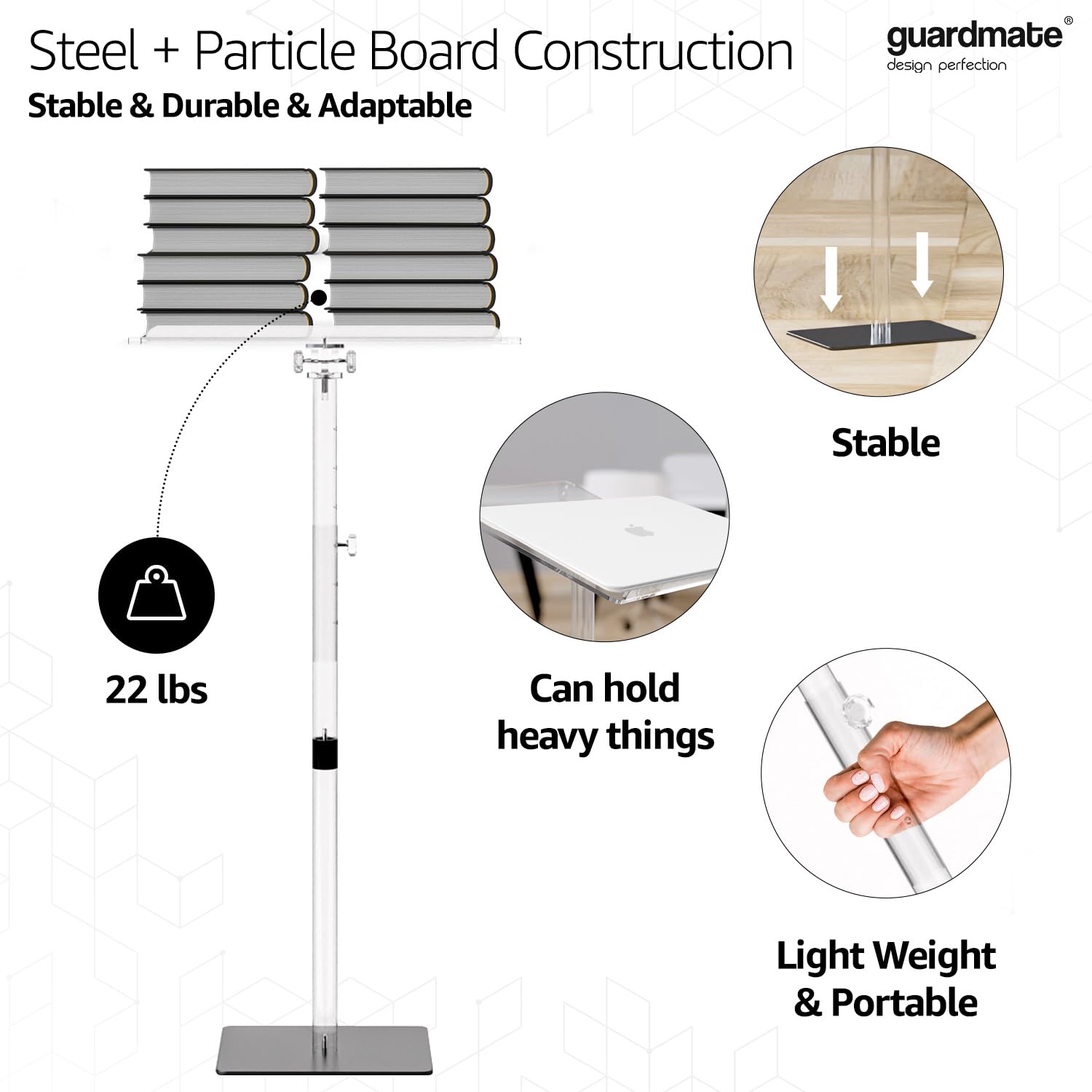 Ultra Clear Acrylic Pulpit Podium Stand | Modern Portable Pulpits for Churches Pastors Modern School Classroom Lecterns | Music Wedding Event Reception (Height Adjustable-24'X16')