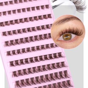 Brown Lash Clusters, Individual Lashes with Brown Color, 110pcs Dark Brown Lash Extension Natural Look Cluster Lashes DIY Eyelashes Extensions by Goddvenus