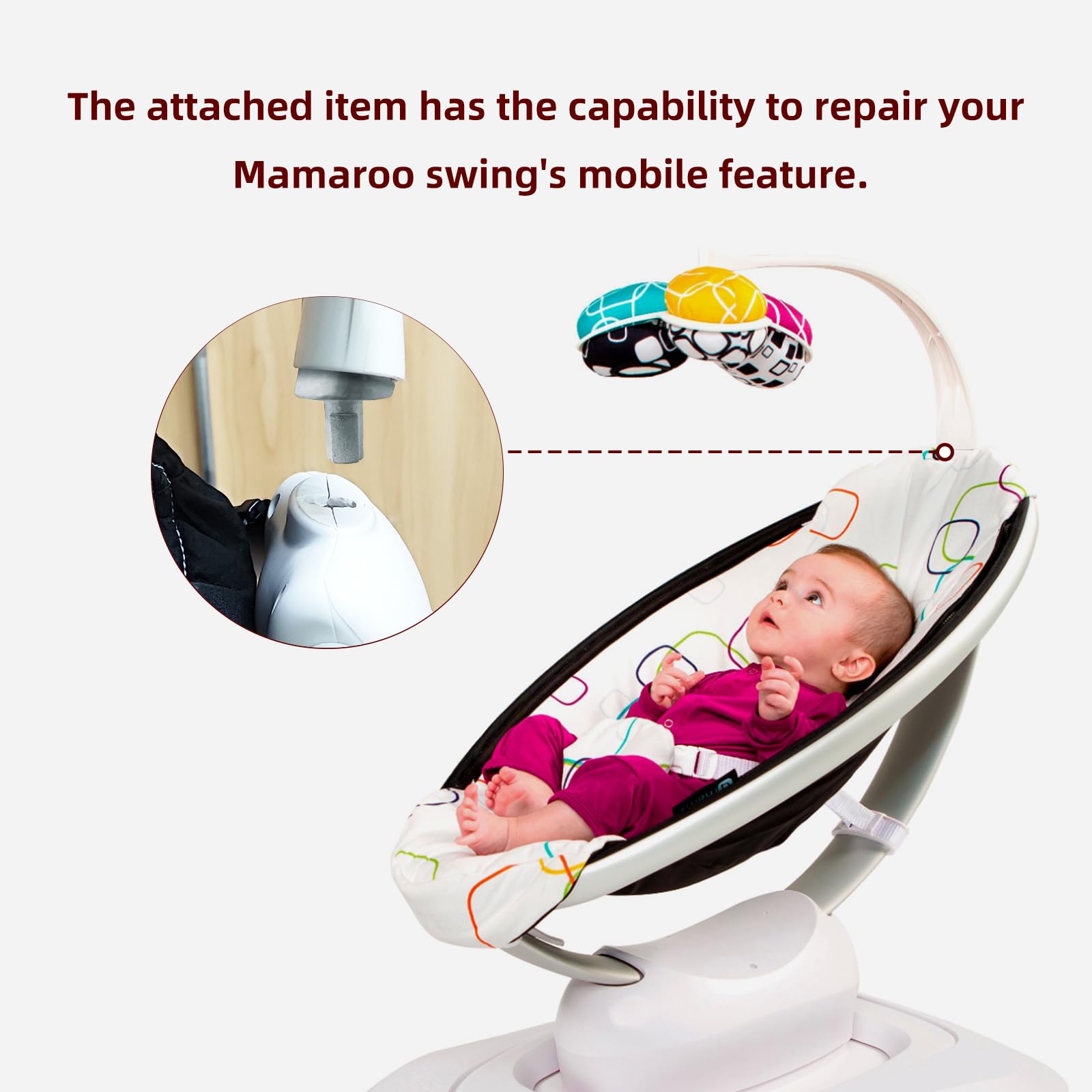 ARSUNOVO Mobile Connector Replacement, Toy Pole Conversion Attachment for 4moms Mamaroo's Model 1037 Toy Stand,Aluminum Alloy