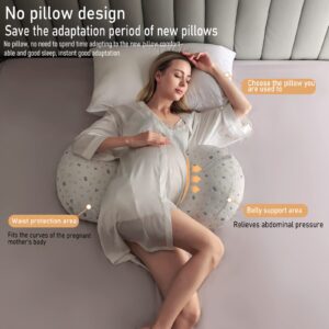 Emachi Pregnancy Pillow for Pregnant Women, Soft Pregnancy Body Pillow, Pillow Used to Support and Relieve Pain or discomfort in The Waist, Abdomen and Buttocks, Detachable Grey.