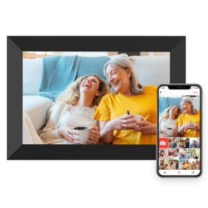 digital picture frame wifi 10.1 inch smart digital photo frame with 1280x800 ips hd touch screen, auto-rotate and slideshow, easy setup to share photos or videos remotely via app from anywhere