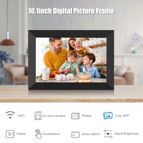 Digital Picture Frame WiFi 10.1 Inch Smart Digital Photo Frame with 1280x800 IPS HD Touch Screen, Auto-Rotate and Slideshow, Easy Setup to Share Photos or Videos Remotely via App from Anywhere