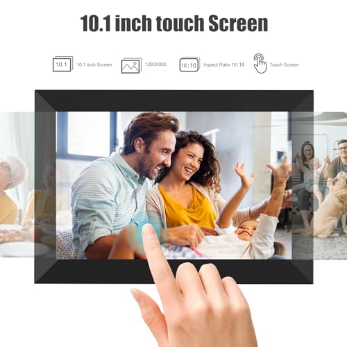 Digital Picture Frame WiFi 10.1 Inch Smart Digital Photo Frame with 1280x800 IPS HD Touch Screen, Auto-Rotate and Slideshow, Easy Setup to Share Photos or Videos Remotely via App from Anywhere