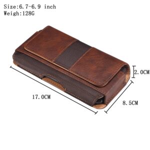 Cell Phone Holster Belt Clip Case Belt Loop Pouch Holder for Samsung Galaxy S23 Ultra S22 Ultra S21 Plus S20 FE Note 20 A54 A03/ Google Pixel 6 7 Pro/Moto G Power 5G iPhone 14 Plus/TCL 30 SE (Brown)