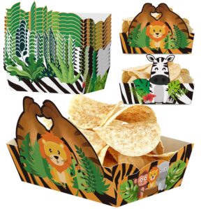 caoekego 24 pcs jungle safari snack trays party supplies，jungle animals food boats bowl for wild one birthday party wedding baby shower tropical dinner decorations