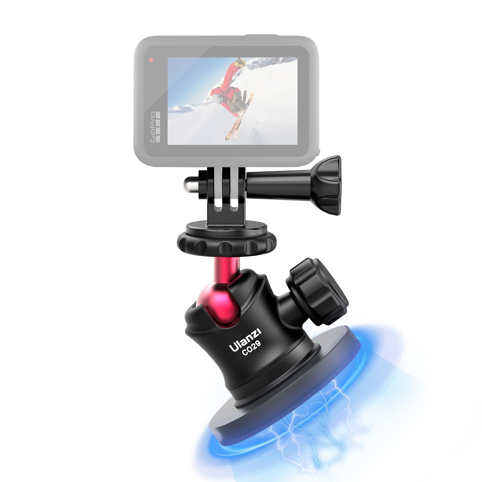 ULANZI Magnetic Camera Mount for GoPro, Strong Magnetic Mount with 360° Rotation Ball Head and Built-in 6 Magnets, Compatible with GoPro Hero 11/10/9/8/7/6, DJI OSMO Action, Insta360