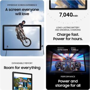 SAMSUNG Galaxy Tab A8 Android WiFi Tablet, 10.5'' Touchscreen (1920x1200) LCD Screen, 128GB Storage, Bluetooth, Android 11 OS, Silver with Accessories