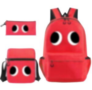 preni 3pc red rainbow backpacks 17 inch, travel laptop backpack daypack bookbag large-capacity lightweight waterproof