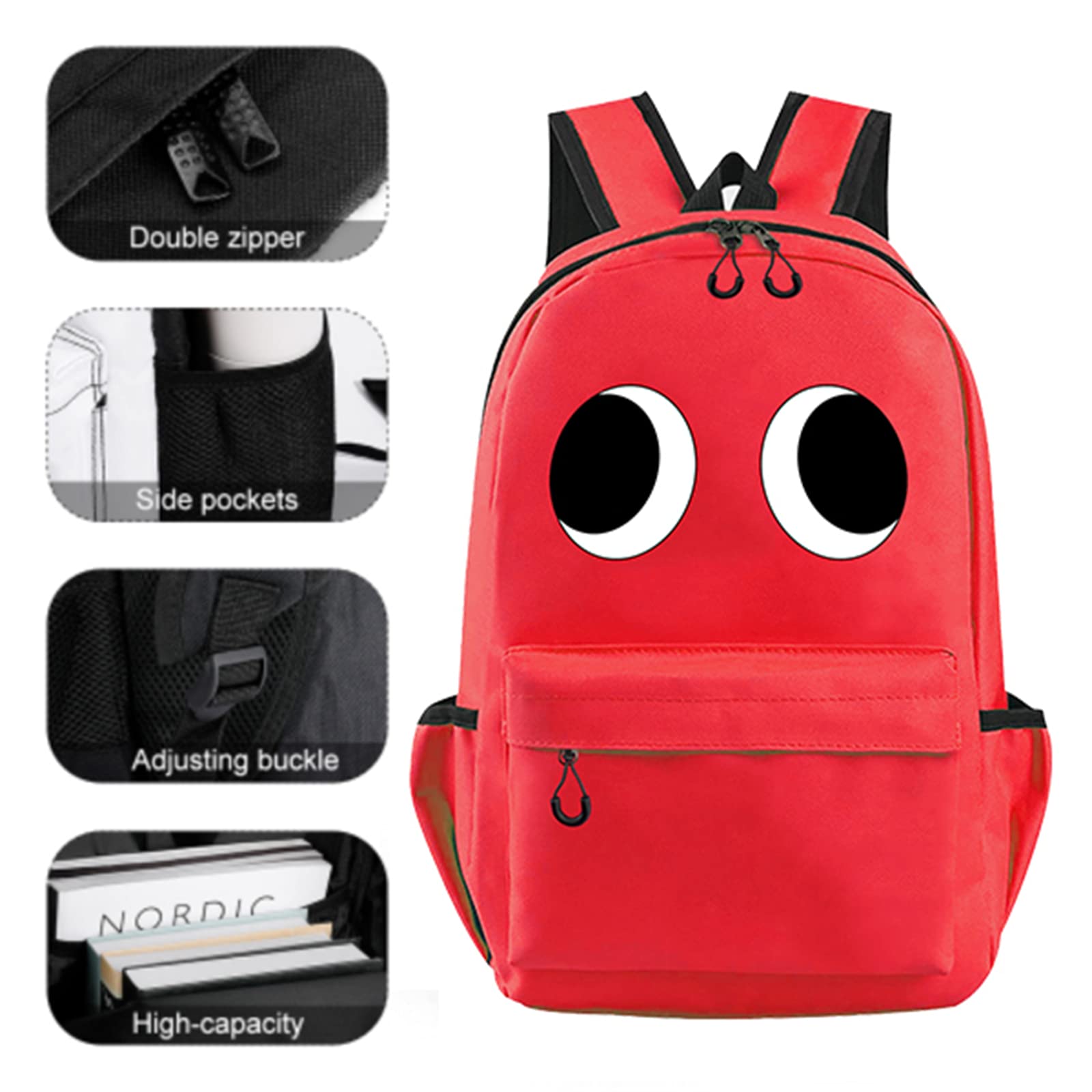 PRENI 3PC Red Rainbow Backpacks 17 Inch, Travel Laptop Backpack Daypack Bookbag Large-capacity Lightweight Waterproof