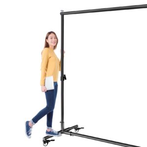 FOUTOUKEEP Backdrop Stand 10x7ft(WxH) with Wheels Photo Studio Adjustable Background Stand Support Kit with 6 Crossbars, 4 Backdrop Clamps, Carrying Bag for Parties Wedding Events Decoration