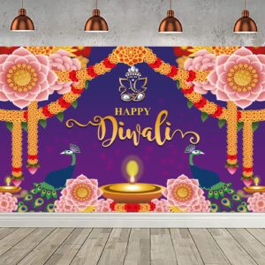 happy diwali backdrop banner festival of lights diwali decorations party supplies, deepavali background banner for photo backdrop