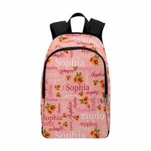 interestprint personalized school bags for boys, custom sunflower pink monogram shoulders bag customized knapsack backpack bookbag with name casual daypack travel bag for teens
