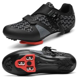 unisex cycling shoes for men women compatible with peloton bike shoes with delta cleats for road biking indoor outdoor pedal black 44