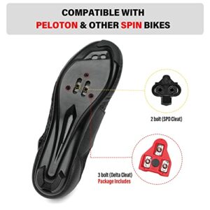 Unisex Cycling Shoes Compatible with Peloton Bike & SPD Indoor Road Riding Biking Bike Shoes with Delta Cleats Included for Men Women Blue 46