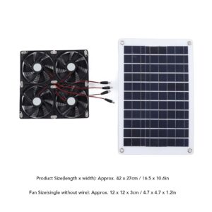 HFEHSKJ Solar Powered Fan, 50W Solar Panel IP65 Waterproof with 4 Solar Exhaust Fan, Solar Panel Fan for Dog House, Chicken Coop, Shed, Outside