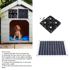 HFEHSKJ Solar Powered Fan, 50W Solar Panel IP65 Waterproof with 4 Solar Exhaust Fan, Solar Panel Fan for Dog House, Chicken Coop, Shed, Outside