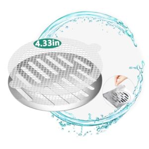 30 PCS Disposable Shower Drain Hair Catcher Mesh Stickers - Waterproof Adhesive - Easy to Use - Large 4.3 inch Shower Drain Cover Protector, Drain Hair Catchers for Shower Floor Drain Sink Strainer