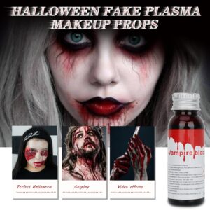 Halloween Fake Blood Washable, Realistic Effects Fake Blood for Scar Wound and Clothes,Easy Dry Flow Fake Blood for Eyes Drips Nose Bleeds, for Cosplay SFX Zombie Vampire Special Effects,Dark