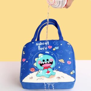 MININAI Cute Aesthetic Lunch Bag Kawaii Cartoon Lunch Box Insulated Lunch Bag Reusable Tote Bag for Work Picnic Travel (Purple,One Size)