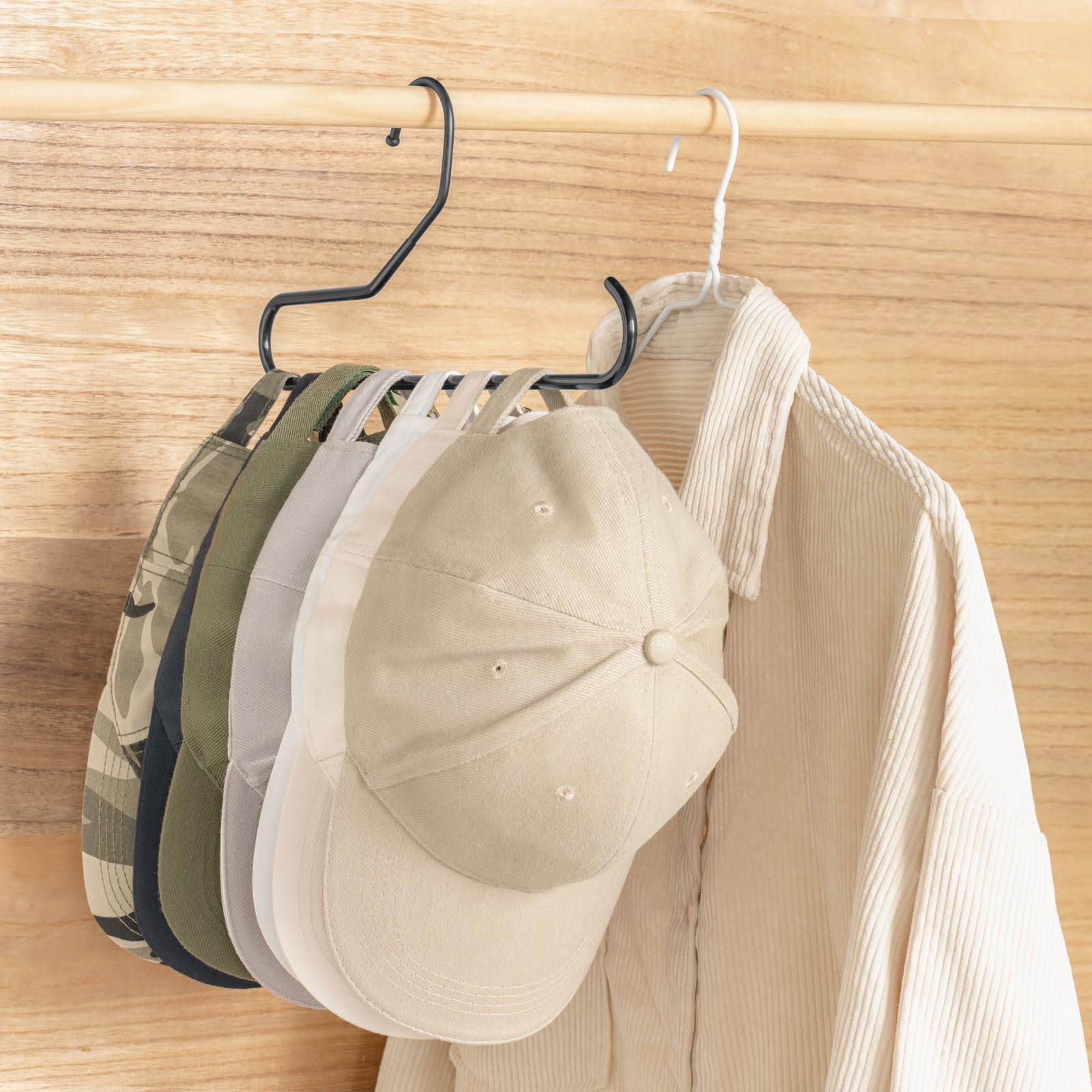 Mkono Hat Organizer for Baseball Caps Metal Hat Rack for Closet Set of 2 Hat Hangers Baseball Cap Holder Hat Storage Organizer Holds 20 Caps, Black