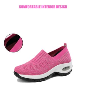 Women's Mesh Orthopedic Air Cushion Trainers Casual Slip-on Sock Walking Shoes Fashion Comfortable Thick Sole Work Laces Arch Support (Grey,8.5)