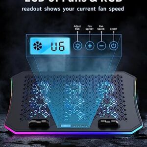 KeiBn Upgraded Gaming Laptop Cooler Pad with 9 Quiet RGB Fans, Cooling Pad for 15.6-17.3 Inch Laptops with 7 Height Stands, 2 USB Ports, Phone Stand-Blue