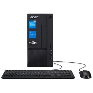 acer aspire tc-1770 tower desktop, 13th gen intel core i5-13400(beat intel i7-1255u), 12gb ram, 512gb ssd, wi-fi 6, hdmi, wired keyboard and mouse, windows 11 home, black
