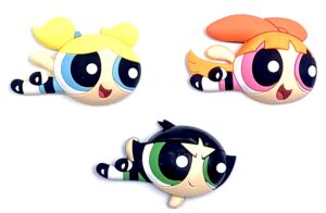monogram powerpuff girls 3 piece magnet set –bubbles, blossom and buttercup 3d foam magnet - magnet for refrigerators, office and lockers