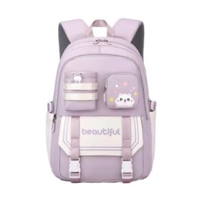 ORTROLA Kawaii Backpack with Cute Accessories Cute Outdoor Zipper Bag with Pendant Large Capacity