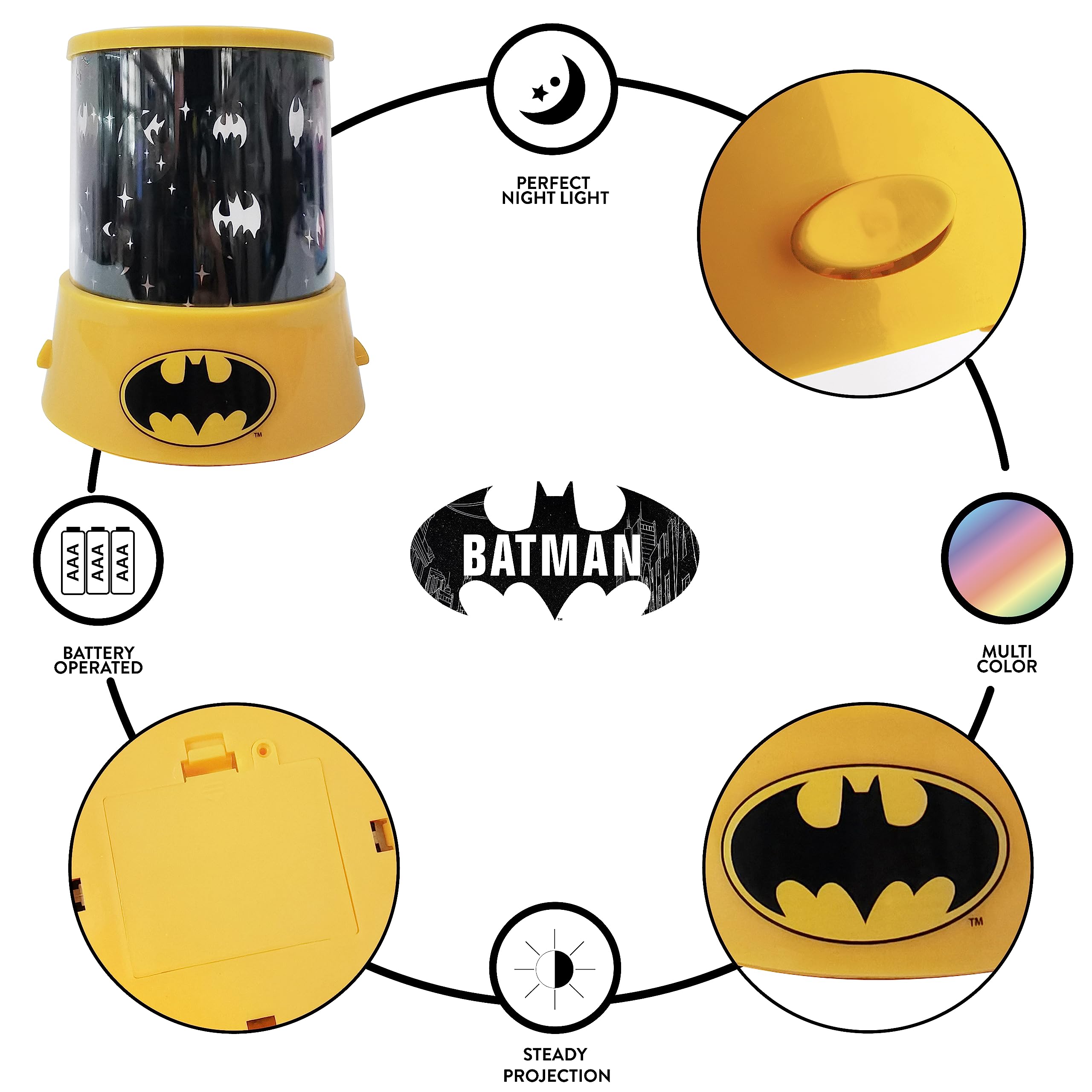 Idea Nuova Batman Color Changing Projection Kids Lamp and Nightlight