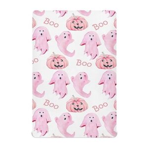 mazeann halloween ghosts pink crib sheets soft breathable fitted baby crib sheets mattress cover for girl boys, 52" x 28" x 9"