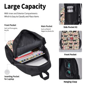 MQGMZ Pink Flower Show Steer Cows Cattle Print Backpack 3 Pcs Set Travel Hiking Lightweight Water Laptop Pencil Case Insulated Lunch Bag