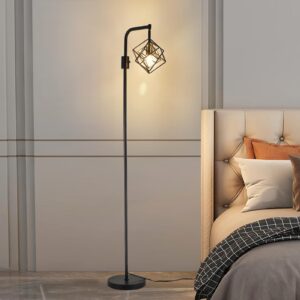 BEHIYA Dimmable Farmhouse Floor Lamp for Living Room, 1 Light Rustic Standing Tall Lamp, Modern Bright Floor Lamp, Industrial Standing Lamp for Bedroom, Tall Pole Lamps Office, LED Bulbs Included.