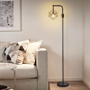 BEHIYA Dimmable Farmhouse Floor Lamp for Living Room, 1 Light Rustic Standing Tall Lamp, Modern Bright Floor Lamp, Industrial Standing Lamp for Bedroom, Tall Pole Lamps Office, LED Bulbs Included.