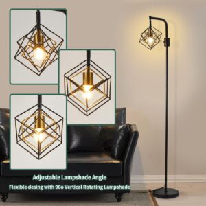 BEHIYA Dimmable Farmhouse Floor Lamp for Living Room, 1 Light Rustic Standing Tall Lamp, Modern Bright Floor Lamp, Industrial Standing Lamp for Bedroom, Tall Pole Lamps Office, LED Bulbs Included.