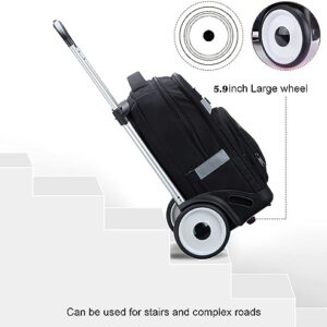 UNIKER Rolling Backpack with Removable Trolly Cart for Business,Travel Briefcase Commuter,Wheeled Carry-on Baggage with Laptop Compartment Fit 15.6 Inch,Silent Wheeled Backpack for Men