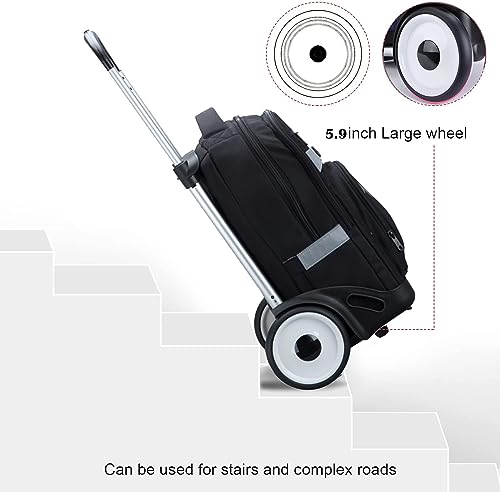 UNIKER Rolling Backpack with Removable Trolly Cart for Business,Travel Briefcase Commuter,Wheeled Carry-on Baggage with Laptop Compartment Fit 15.6 Inch,Silent Wheeled Backpack for Men