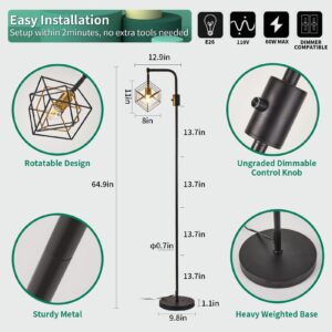 BEHIYA Dimmable Farmhouse Floor Lamp for Living Room, 1 Light Rustic Standing Tall Lamp, Modern Bright Floor Lamp, Industrial Standing Lamp for Bedroom, Tall Pole Lamps Office, LED Bulbs Included.