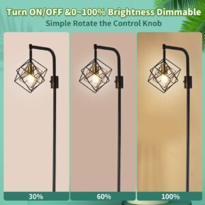 BEHIYA Dimmable Farmhouse Floor Lamp for Living Room, 1 Light Rustic Standing Tall Lamp, Modern Bright Floor Lamp, Industrial Standing Lamp for Bedroom, Tall Pole Lamps Office, LED Bulbs Included.