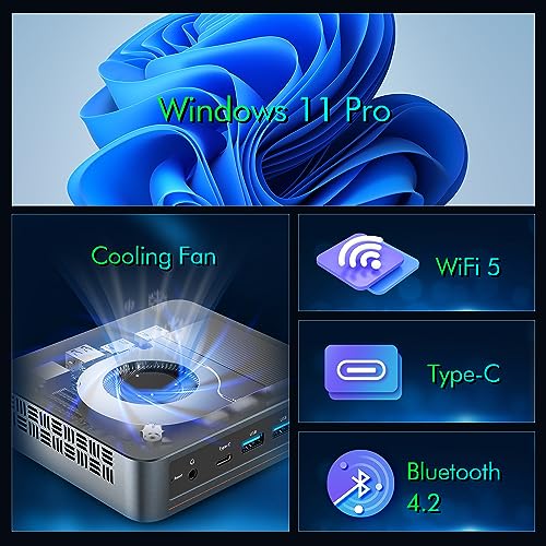 Trycoo WI-6 Mini PC, Intel 12th Gen N100 Mini Computer,16GB DDR4 RAM 512GB SSD,Triple 4K Display/2*USB3.0/WiFi/Bluetooth/Full Function Type-C/Gigabit Ethernet/Support 64GB RAM and 2TB SSD Extensions