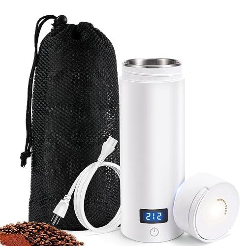 TYEMUI Travel Electric Kettle - Portable Travel Kettle Water Boiler, 380ml Small Electric Travel Tea Kettle, Stainless Steel Hot Water Kettle with 4 Temperature Control, Auto Shut-Off