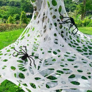 giant halloween spi-der web, 650sqft stretchy beef netting halloween spi-der web outdoor decoration cut-your-own netting spi-der webbing for halloween decor, yard, roof, garden