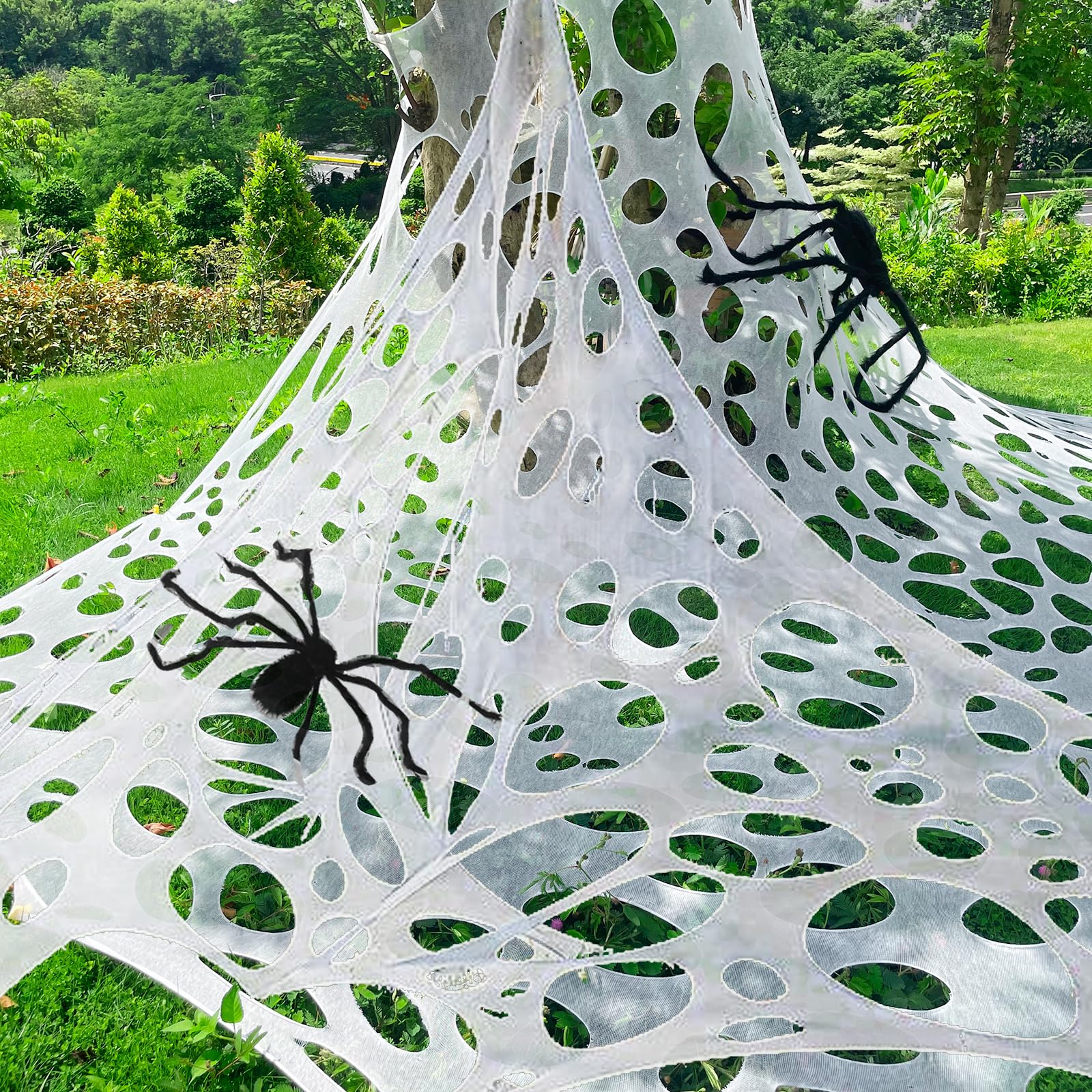 Giant Halloween SPI-der Web, 650sqft Stretchy Beef Netting Halloween SPI-der Web Outdoor Decoration Cut-Your-Own Netting SPI-der Webbing for Halloween Decor, Yard, Roof, Garden