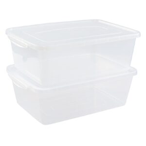 utiao 16 quart clear latching bin with lid, 2 pack multiuse plastic container box