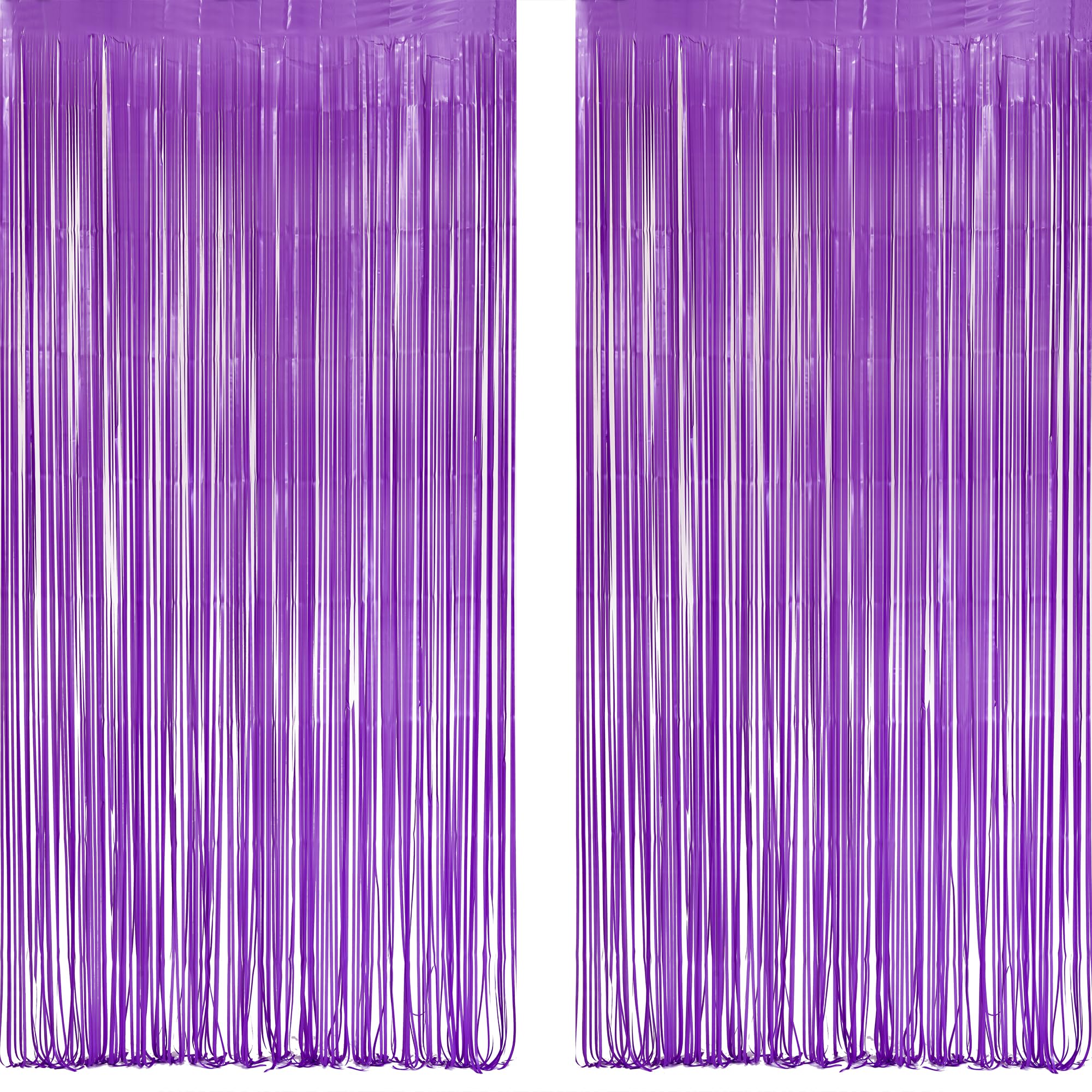 Purple Foil Fringe Party Backdrop - GREATRIL Party Streamers for Mermaid/Butterfly/Wednesdays/Star Birthdays Party Decoration - 3.2ft X 8.2ft - 2 Packs