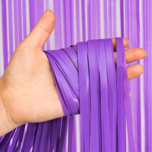 Purple Foil Fringe Party Backdrop - GREATRIL Party Streamers for Mermaid/Butterfly/Wednesdays/Star Birthdays Party Decoration - 3.2ft X 8.2ft - 2 Packs