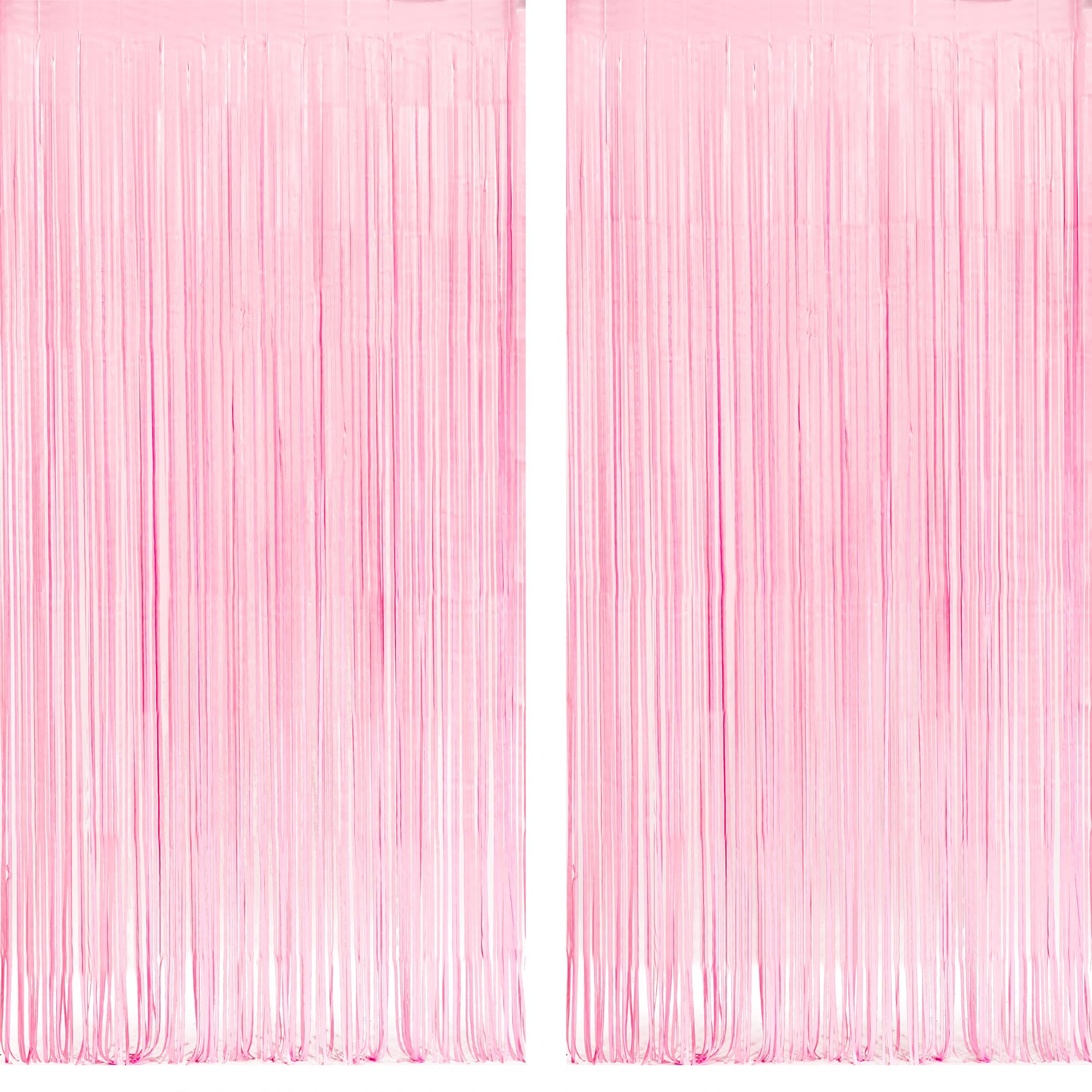 Pastel Pink Party Backdrop Decoration - GREATRIL Coral Pink Foil Fringe Streamers for Baby/Valentines/Cowgirl/Sweet/Cloud/Unicorn/Princess Themed - 3.2ft X 8.2ft - 2 Packs