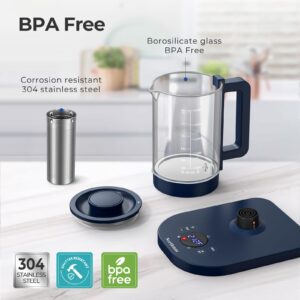 Northmas Electric Kettle, Temperature Control Glass Kettle with Stainless Tea Infuser, Accurate Temperature to 5℉, 1200W Rapid Boiling & 6 Hours Keep Warming, 1.4L Volume