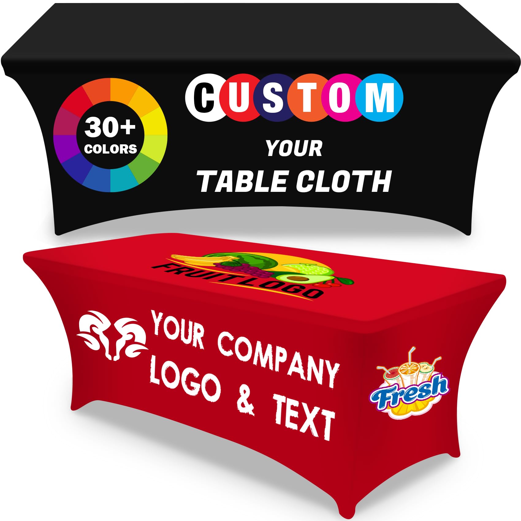 Custom Table Cloth with Business Logo Custom Tablecloth Custom Table Runner with Business Logo Promotional Items Your Logo Table Banner Sign Personalized Table Cloth (Rectangular Spandex 6 FT)